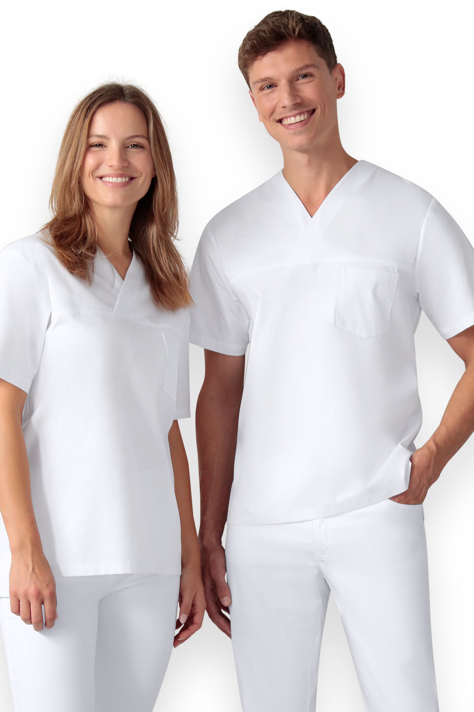 Schlupfkasack Unisex - V-Ausschnitt weiss, Vorderansicht 