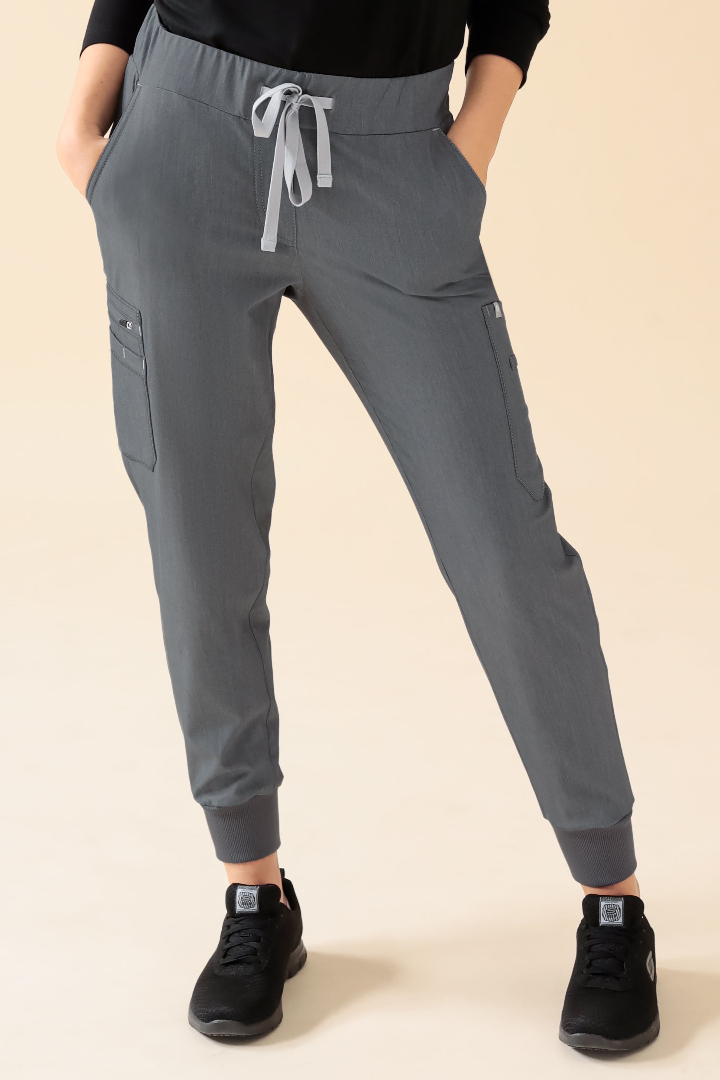 KAERE Hose Damen - Saumbündchen Kurzgr. mit Beintaschen grau melange, Vue de face 