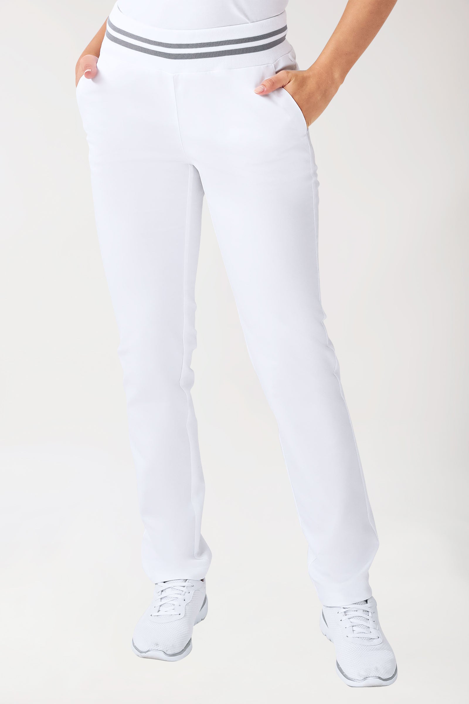 Stretch Hose Damen - Strickbund weiss/grau, Vorderansicht 