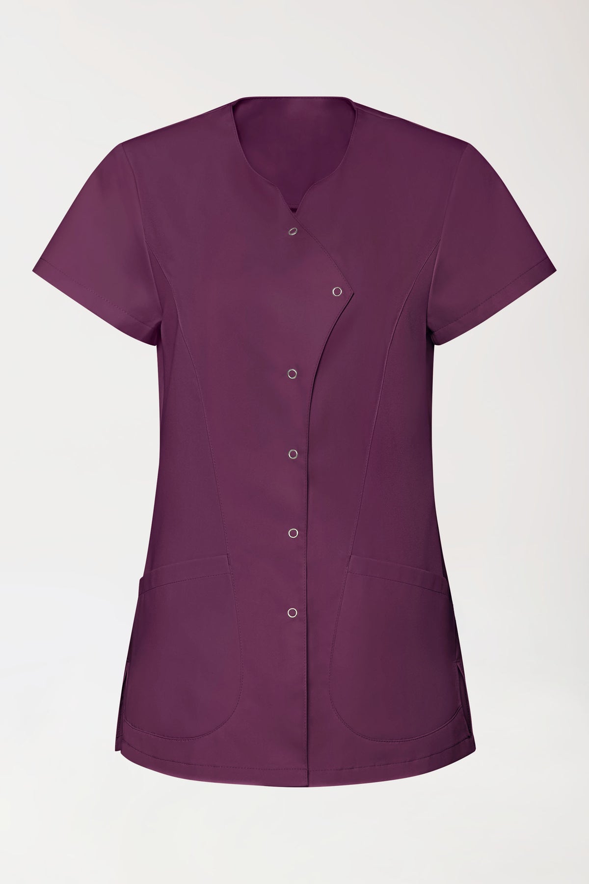 GREEN Stretch Kasack Damen - asymmetrische Druckknopfleiste pflaume, Vue de face 