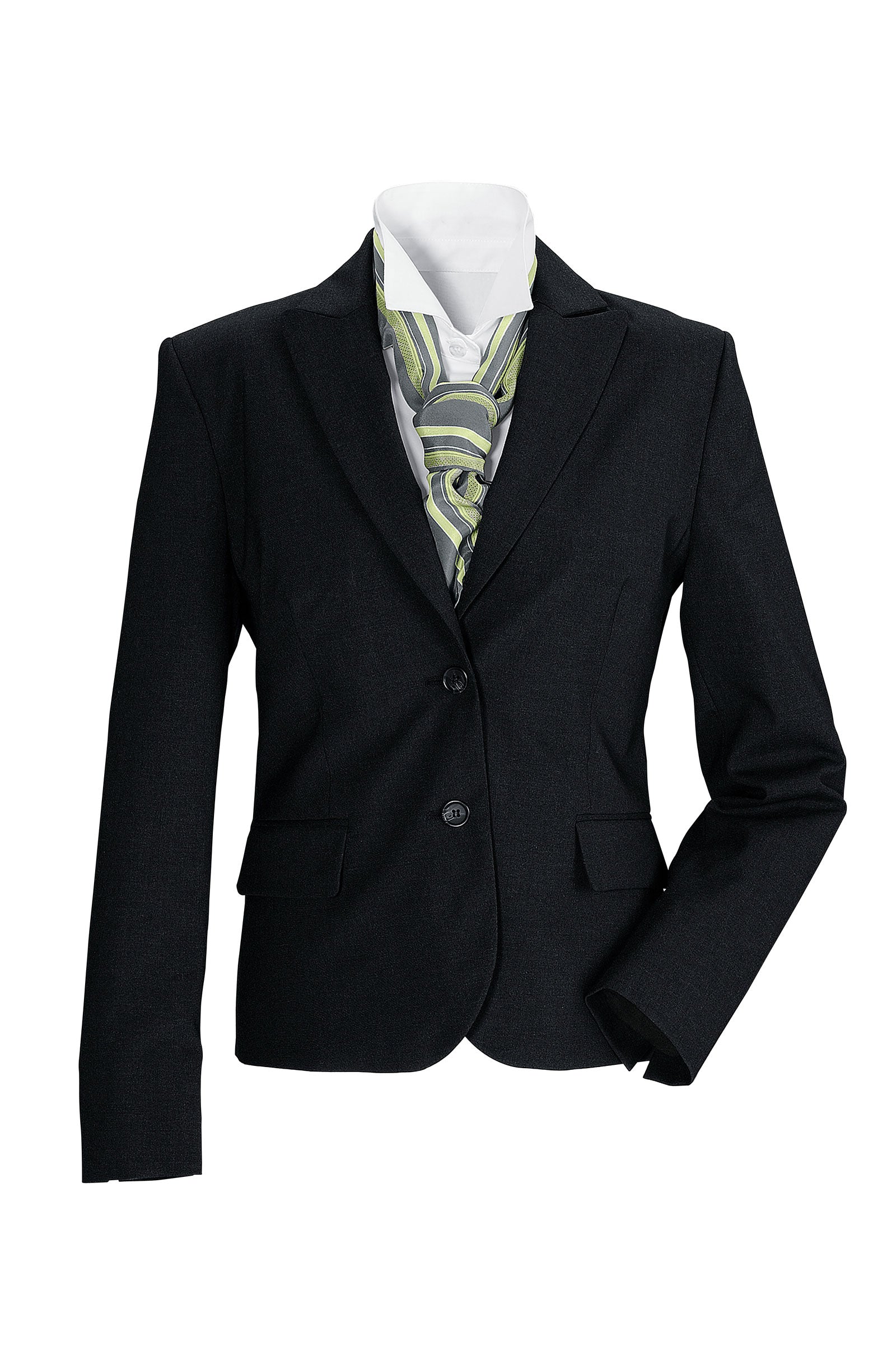Damen-Kurzblazer mit 2 Taschen Schwarz, Vorderansicht 