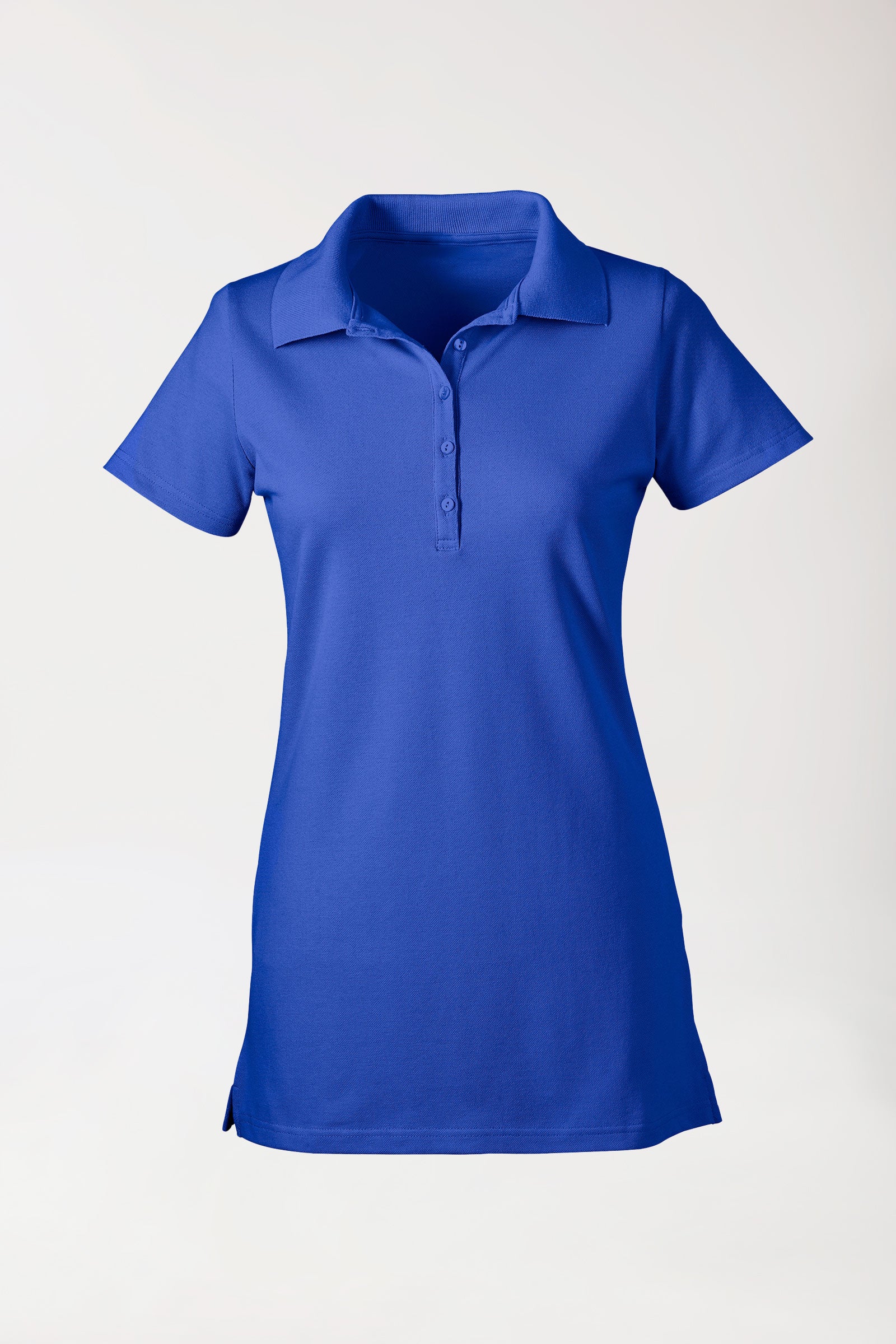 Stretch Longshirt Damen - Polokragen königsblau
