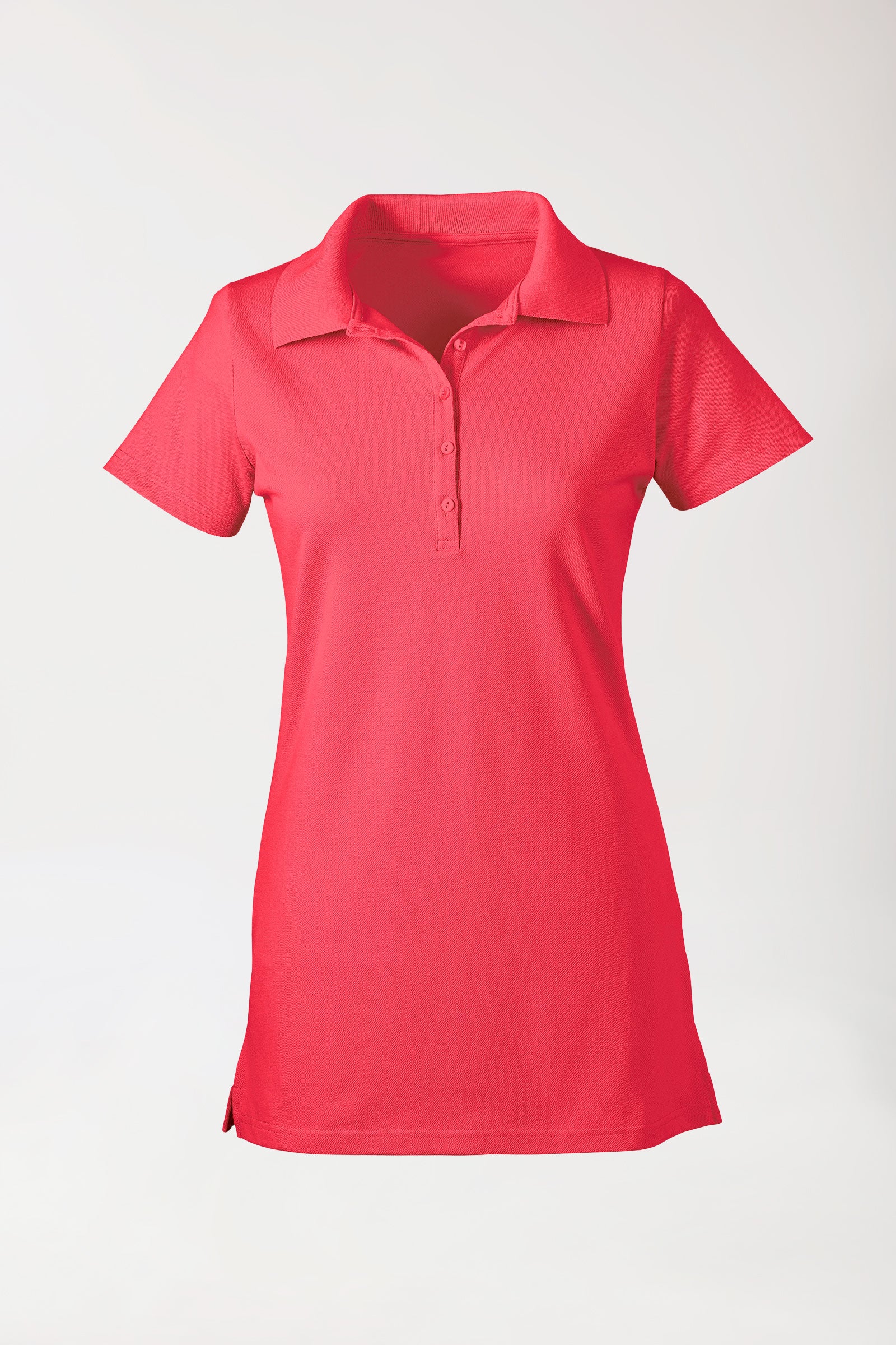 Stretch Longshirt Damen - Polokragen lipstick, Vorderansicht 