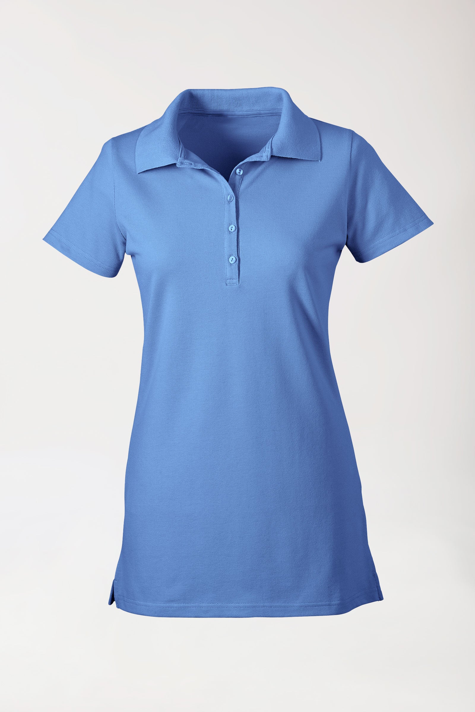 Stretch Longshirt Damen - Polokragen petrolblau, Vue de face 