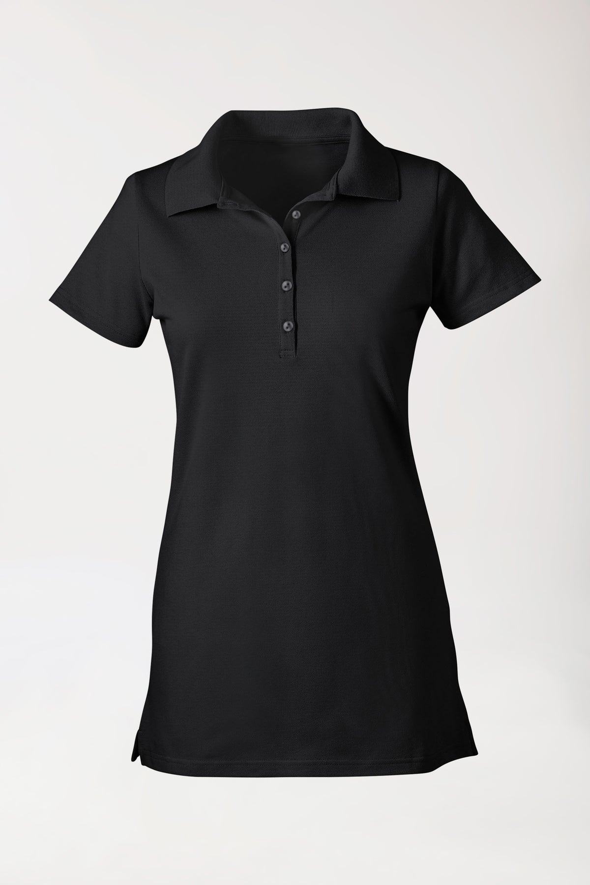 Stretch Longshirt Damen - Polokragen schwarz, Vue de face 