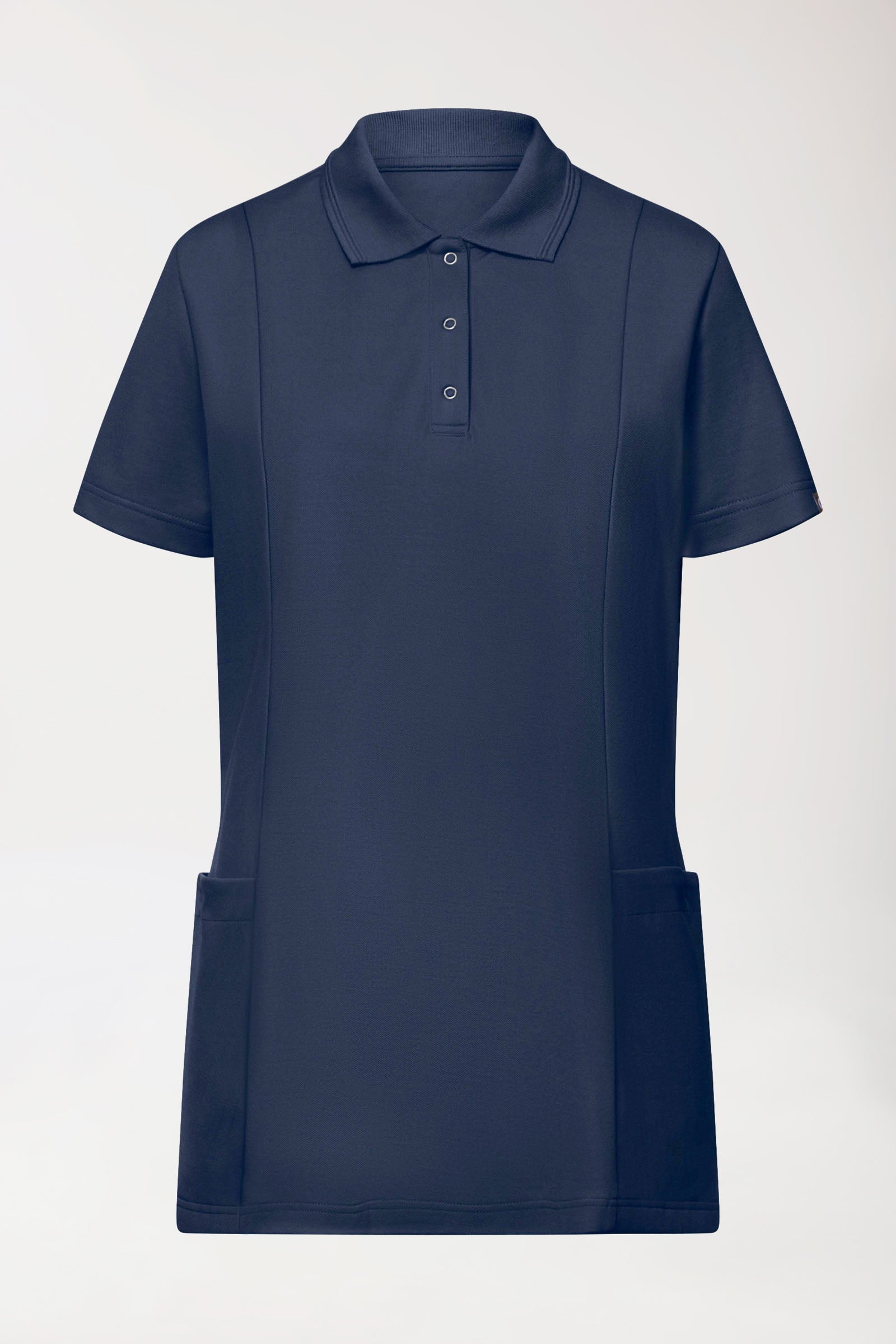 COMFY FLEX Stretch Schlupfkasack Damen - Polokragen navy, Vorderansicht 