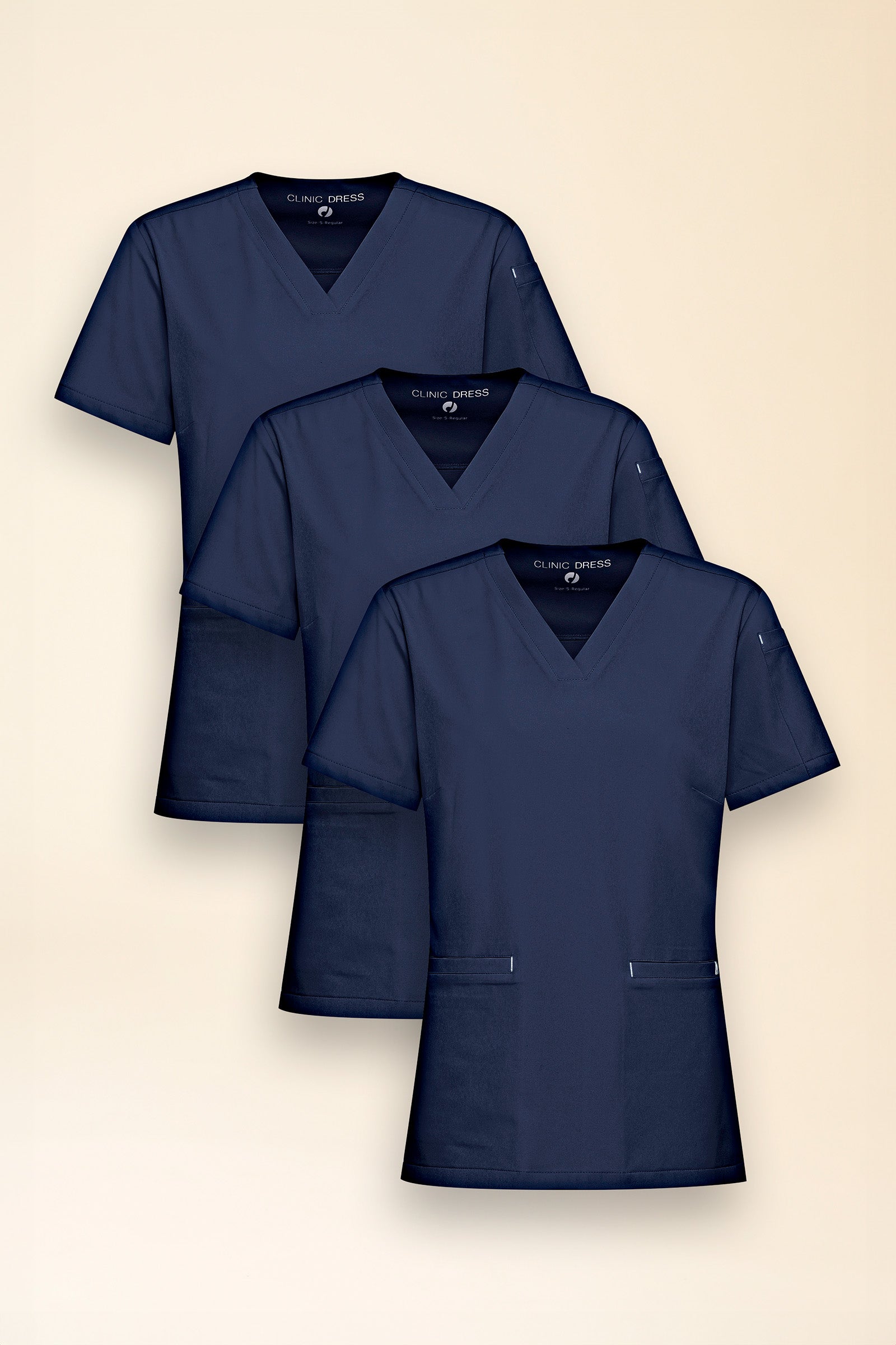 KAERE Schlupfkasack Damen - 3er-Pack - V-Ausschnitt navy, Vue de face 