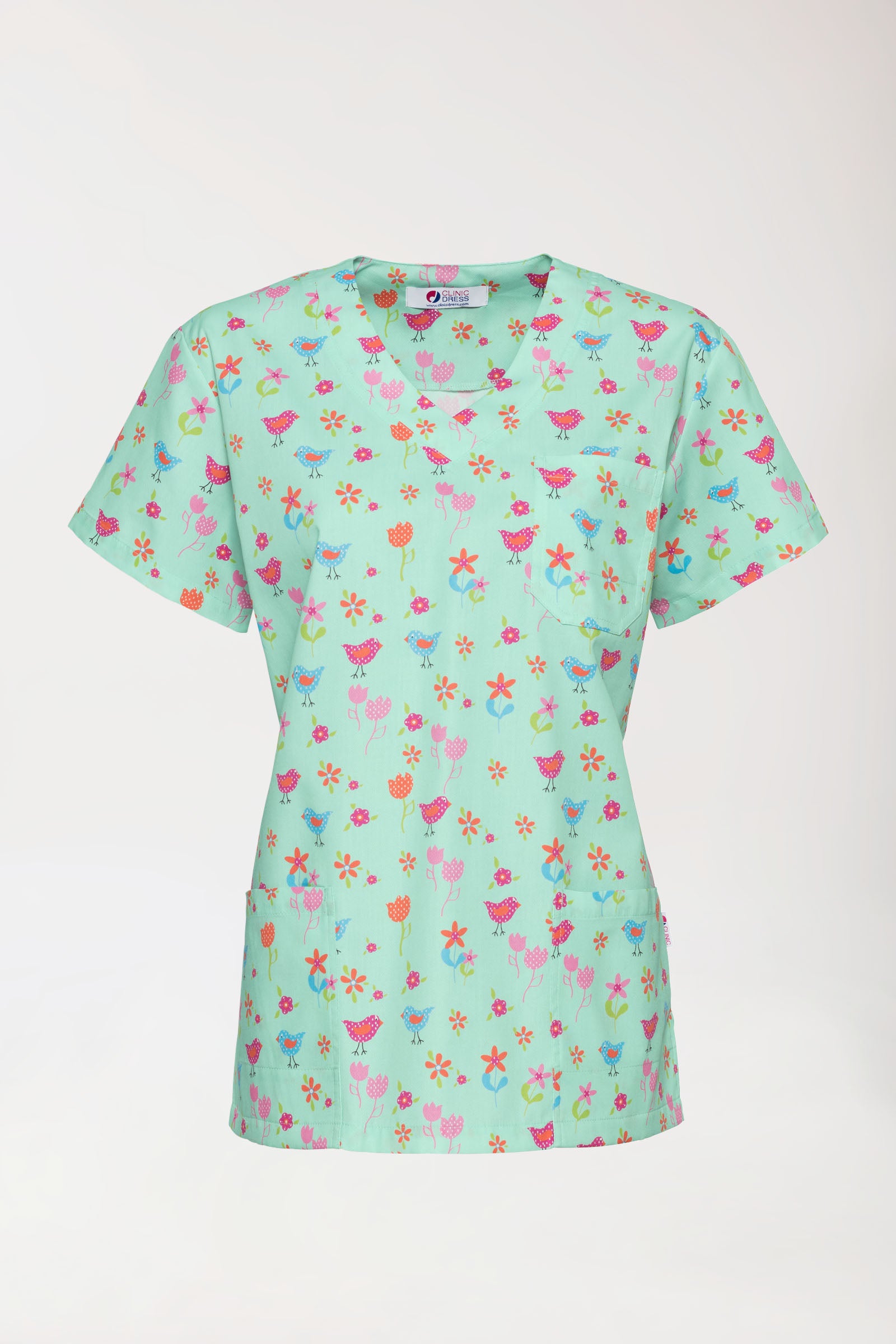 Leichter Schlupfkasack Damen - Alloverprint opal/bunt, Vue de face 