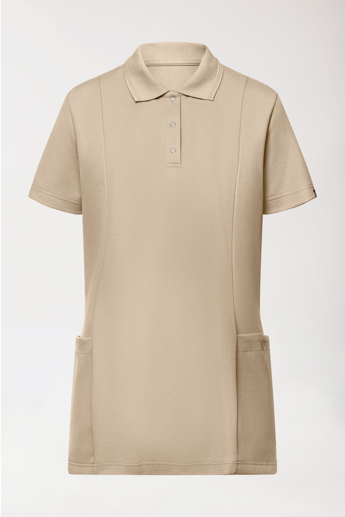 COMFY FLEX Stretch Schlupfkasack Damen - Polokragen sand, Vorderansicht 