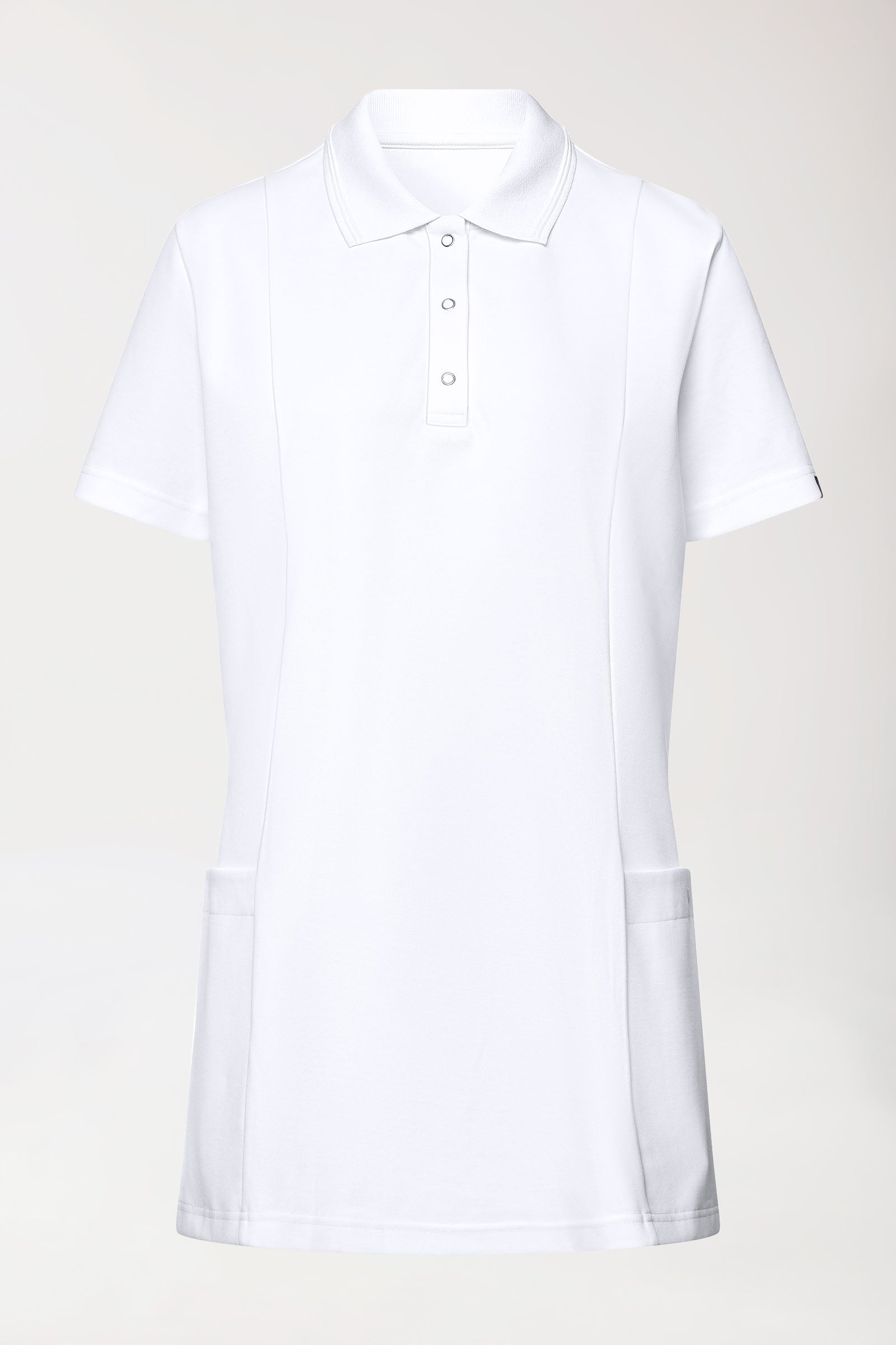 COMFY FLEX Stretch Schlupfkasack Damen - Polokragen weiss, Vorderansicht 