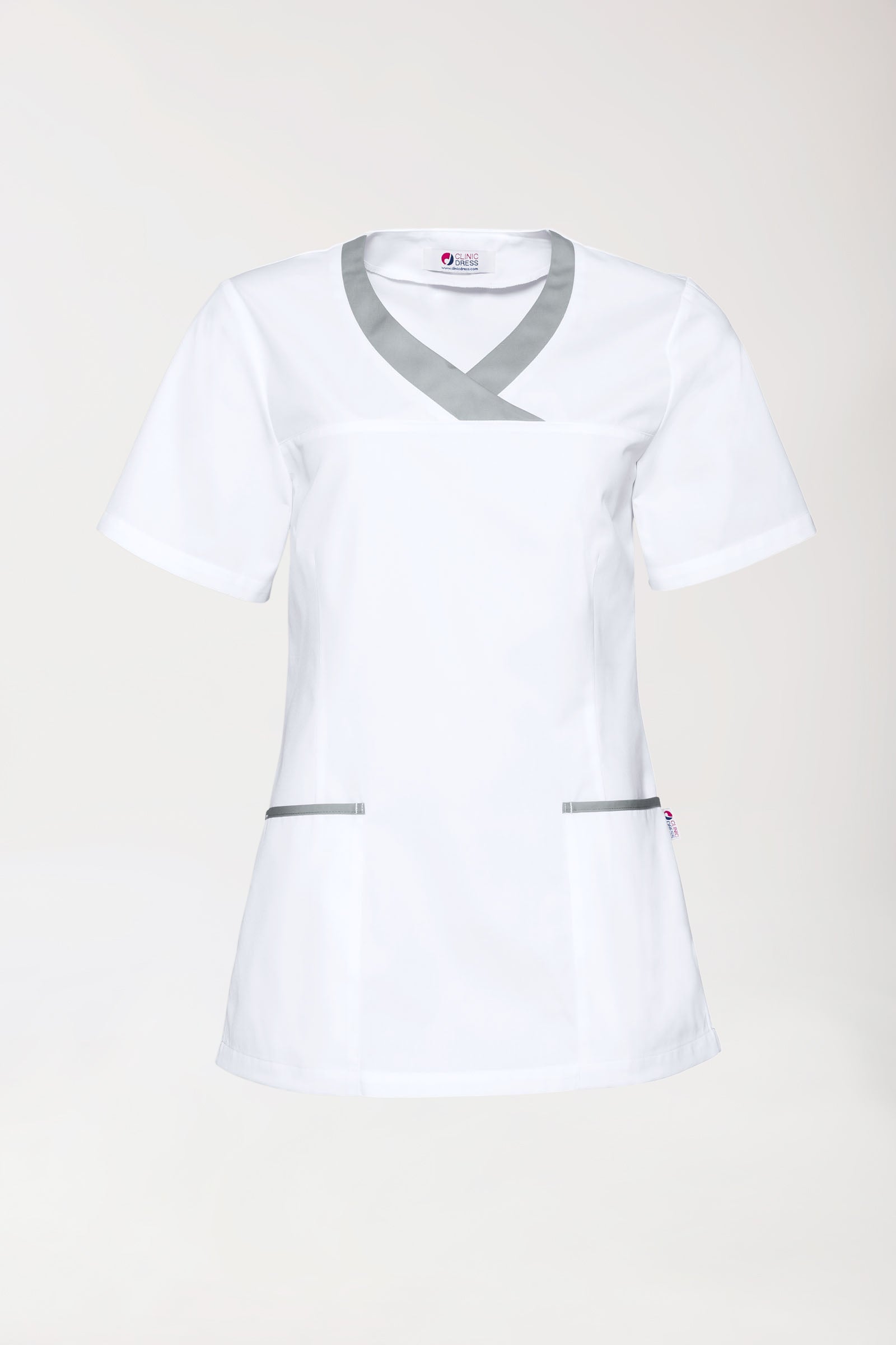 CORE Schlupfkasack Damen weiss/grau, Vorderansicht 
