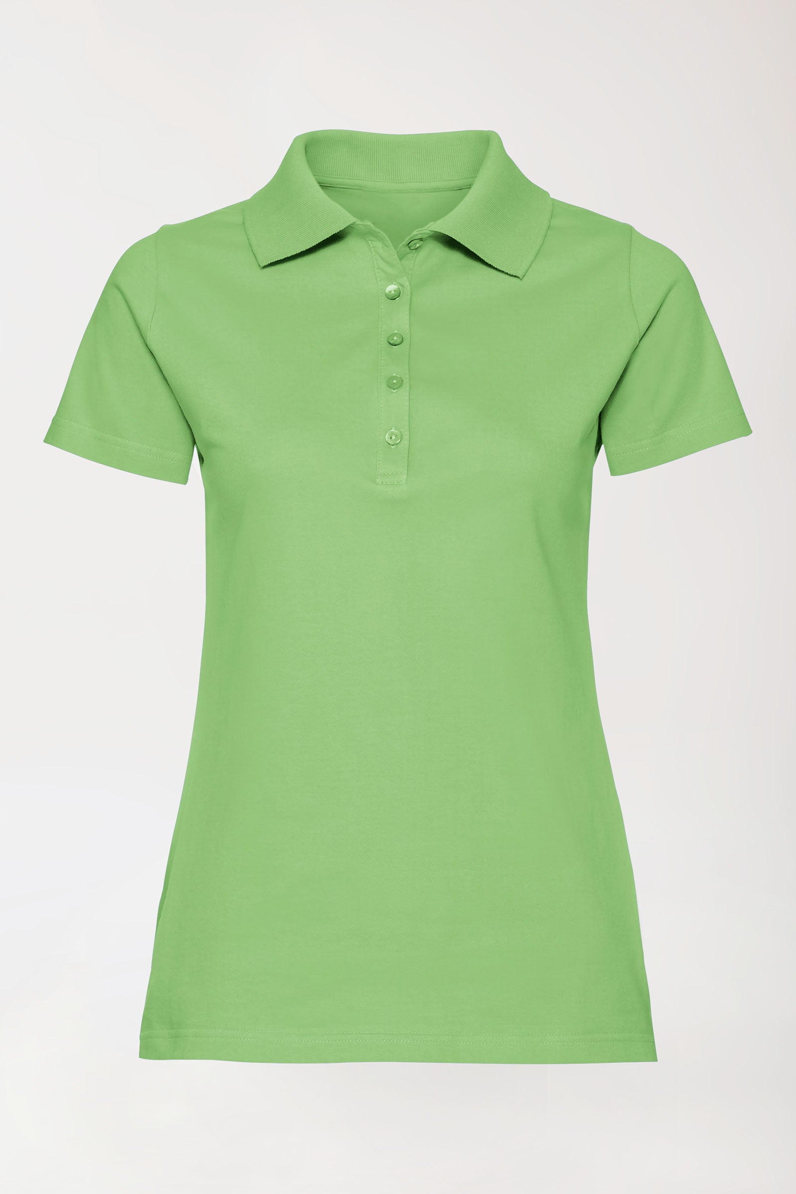 Stretch Shirt Damen - Polokragen apfelgrün, Vorderansicht 