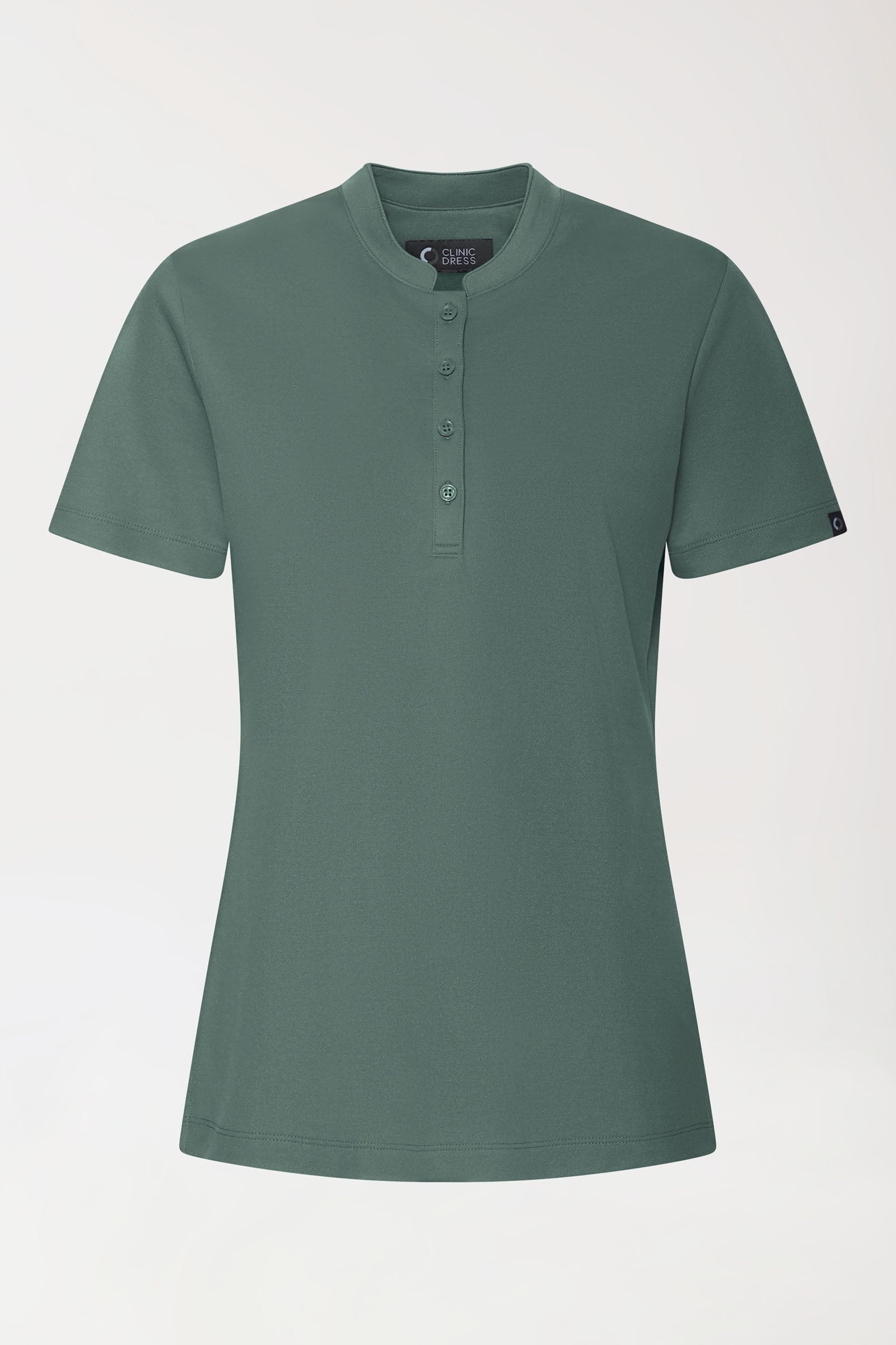 COMFY FLEX Stretch Shirt Damen - Stehkragen dunkelgrün