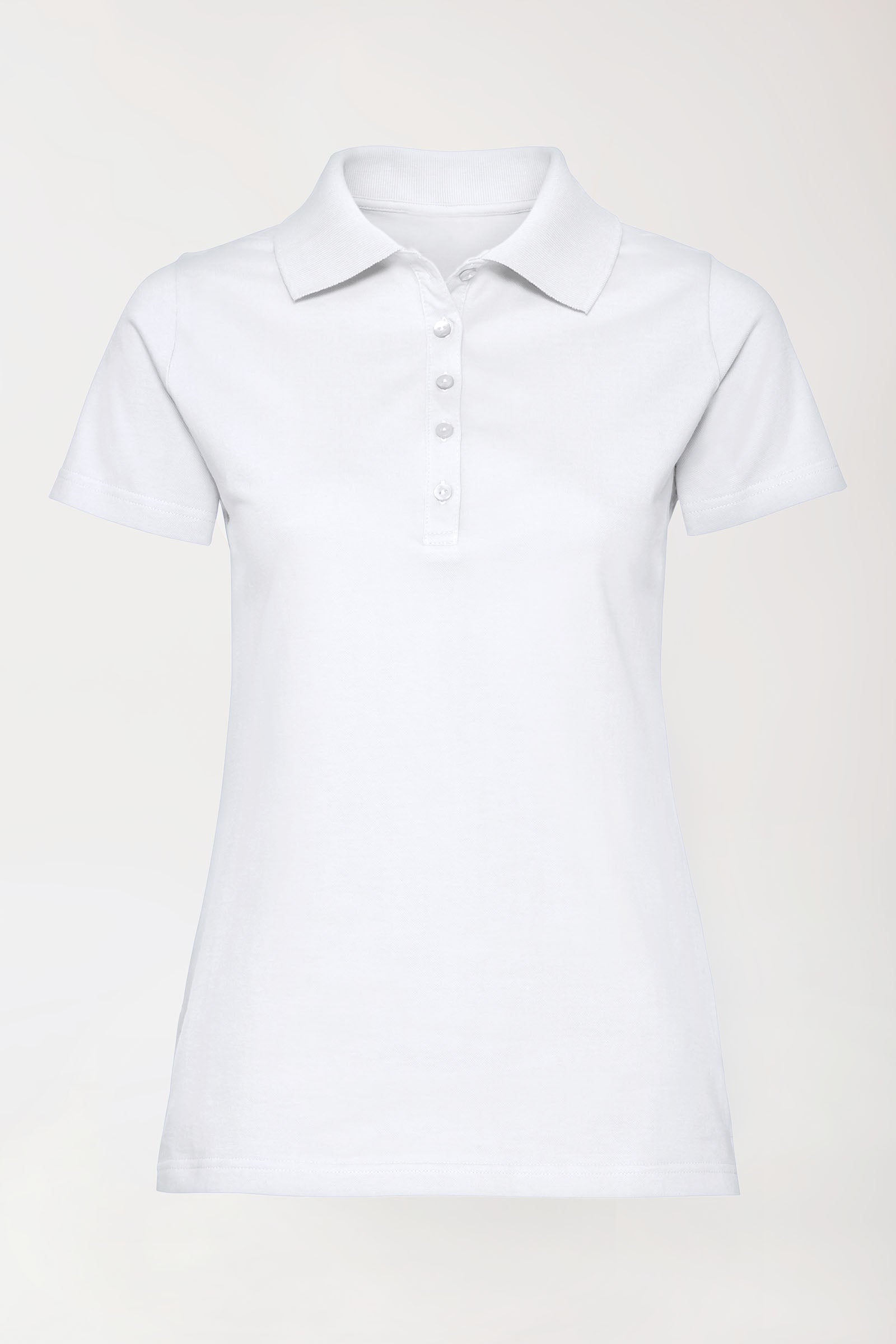Stretch Shirt Damen - Polokragen weiss, Vue de face 