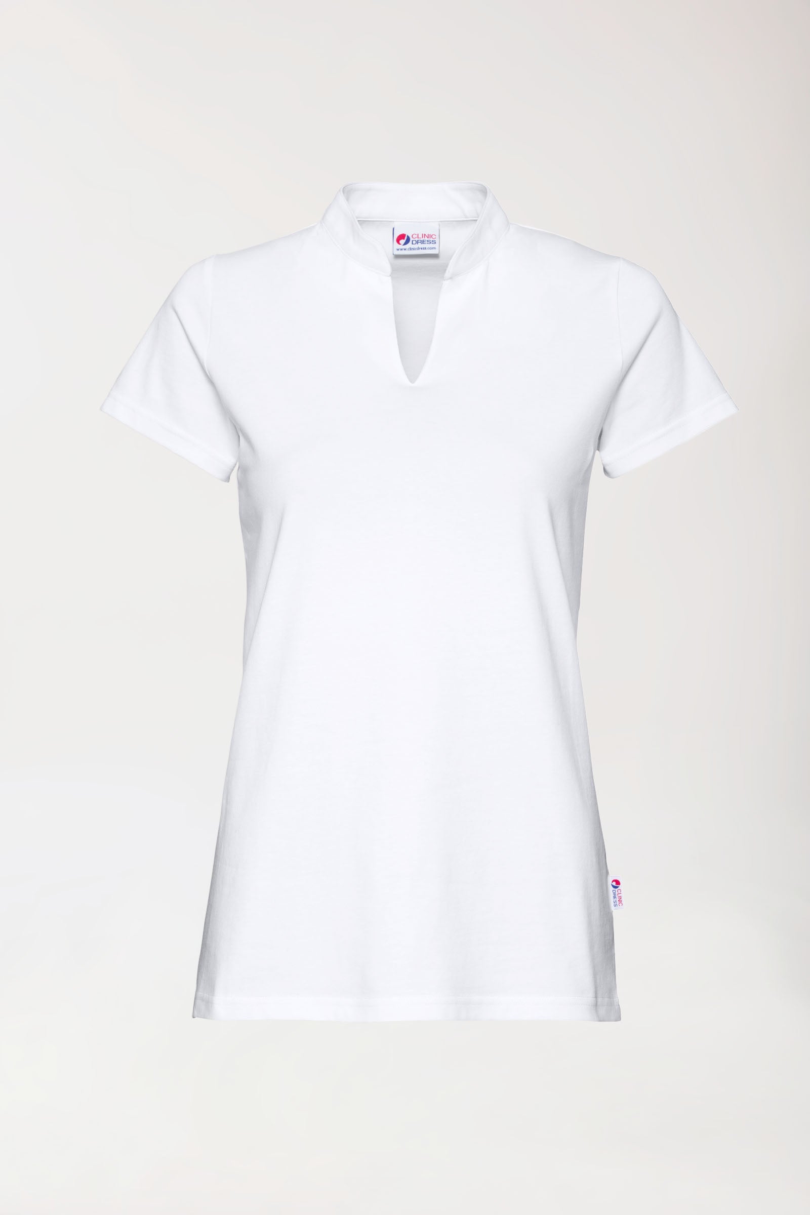 Stretch Shirt Damen - Stehkragen weiss, Vue de face 
