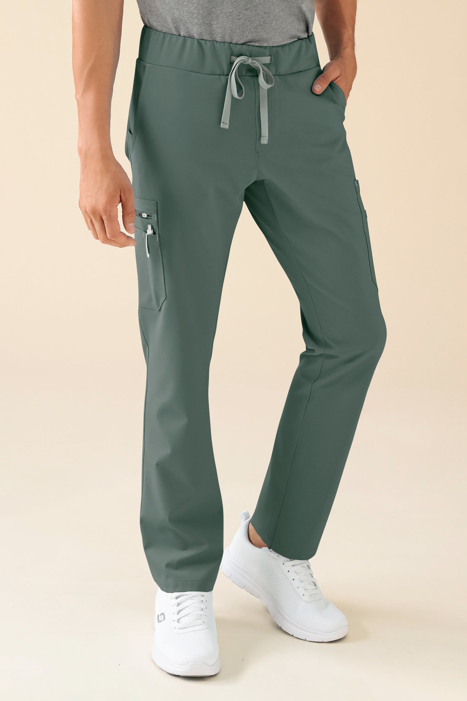 KAERE Hose Herren - gerader Saum mit Beintaschen dunkelgrün, Vue de face 