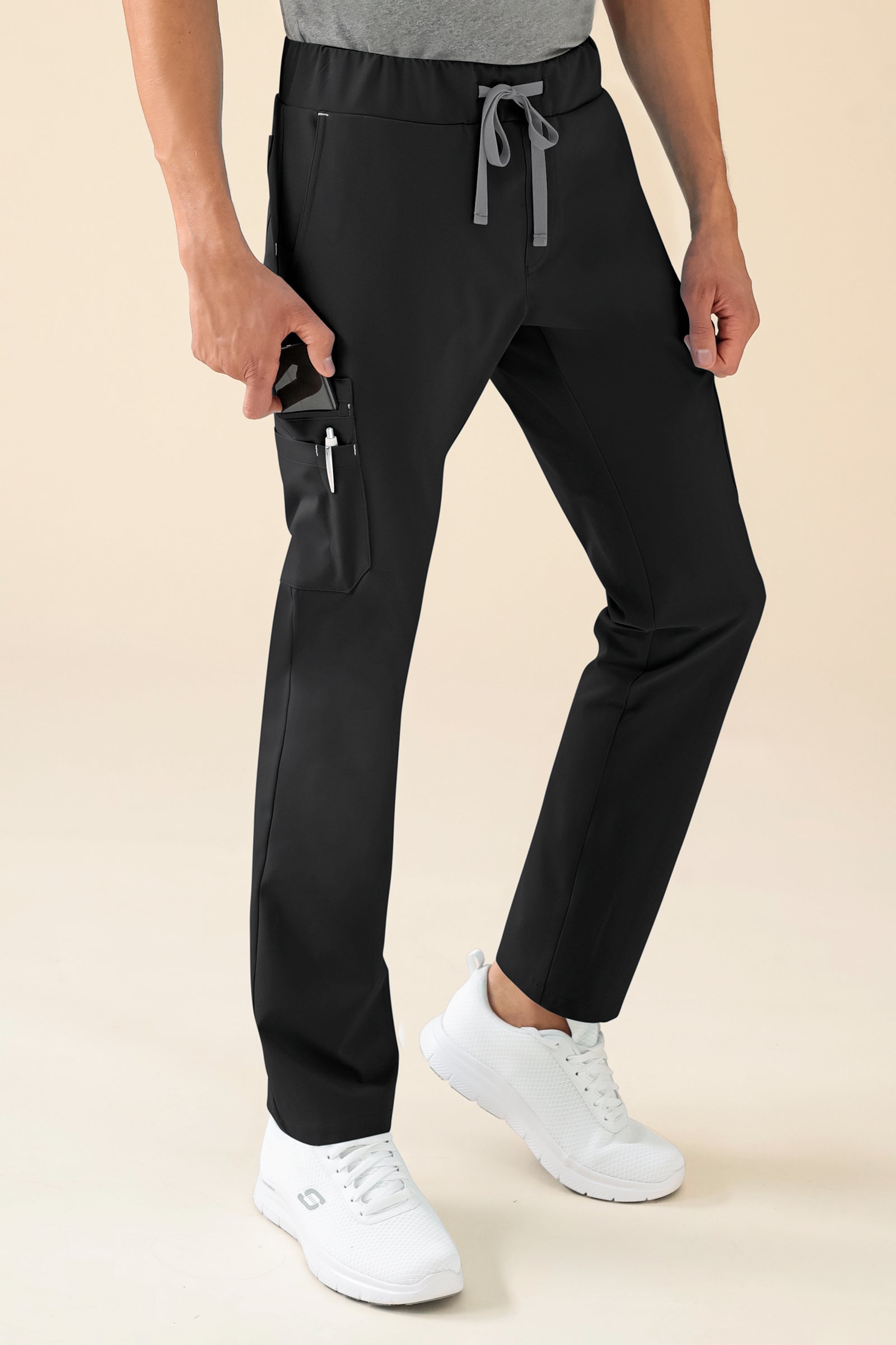 KAERE Hose Herren - gerader Saum mit Beintaschen schwarz, Vue de face 