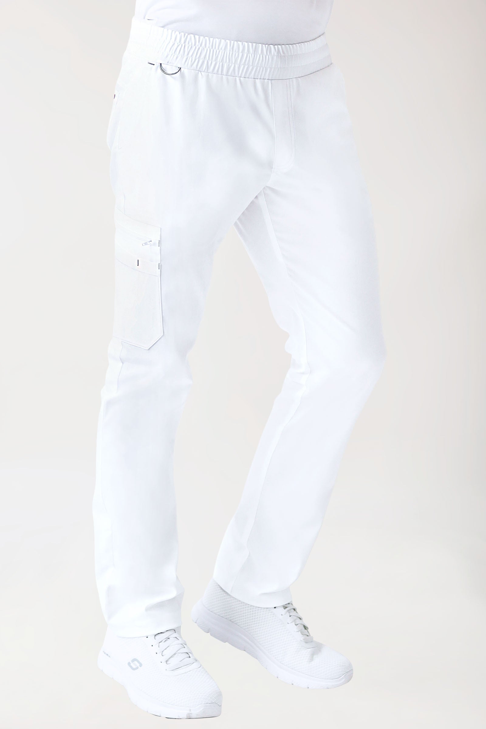 CLINIC STRETCH Hose Herren - gerader Saum weiss/grau