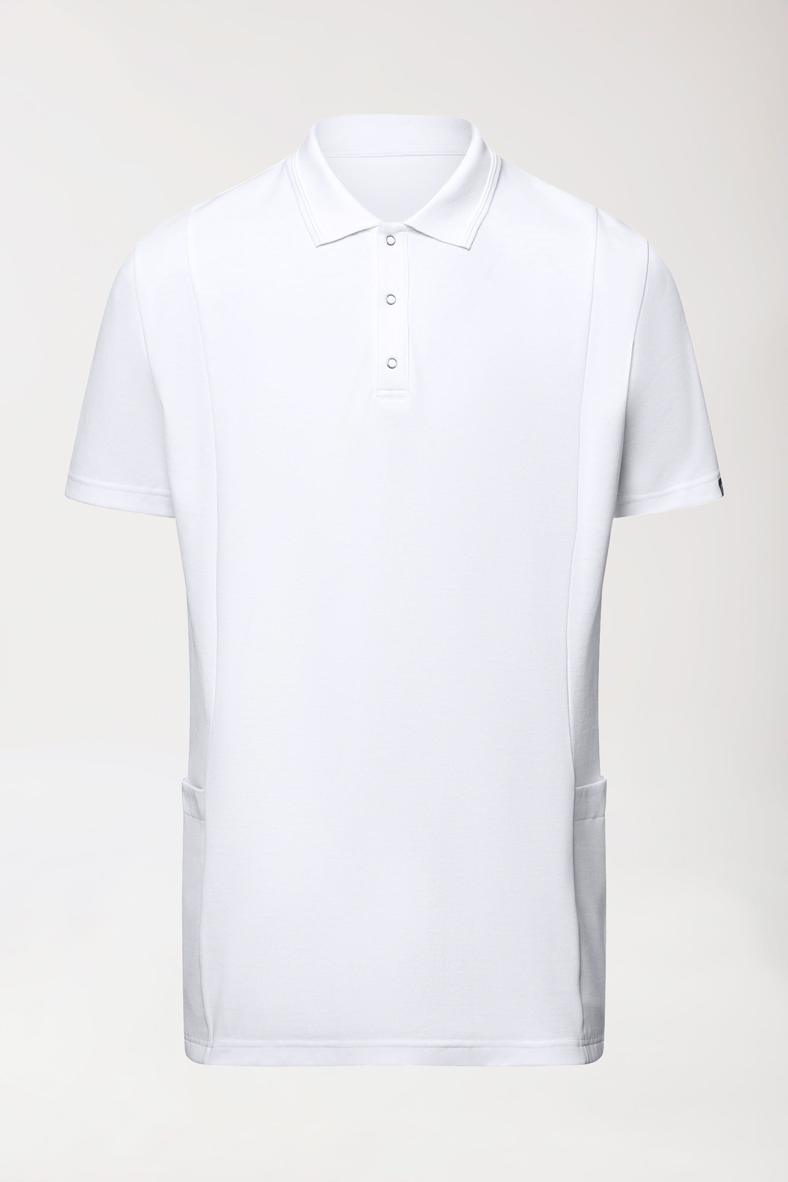 COMFY FLEX Stretch Schlupfkasack Herren - Polokragen weiss, Vorderansicht 