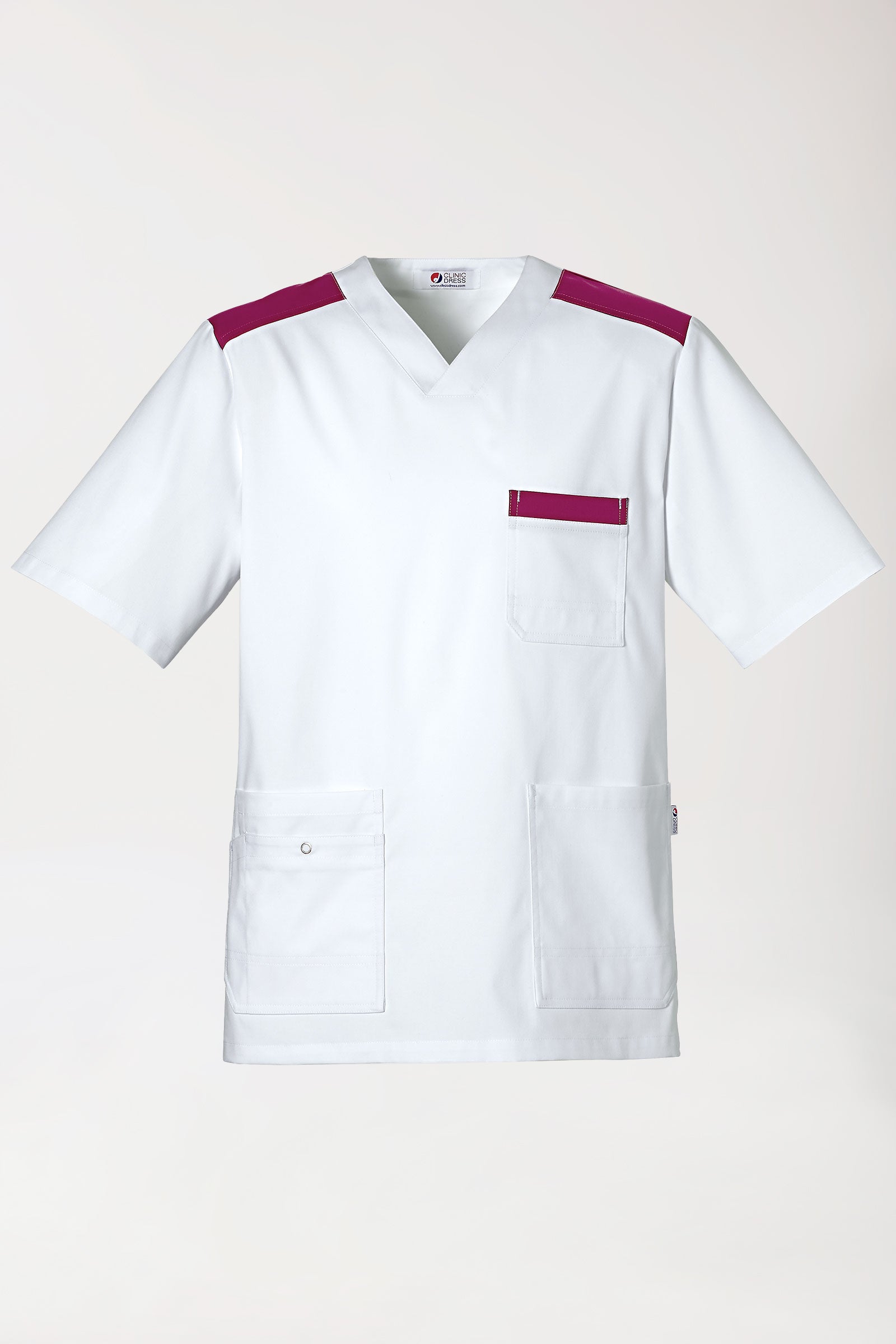CLINIC STRETCH Schlupfkasack Herren weiss/berry, Vue de face 