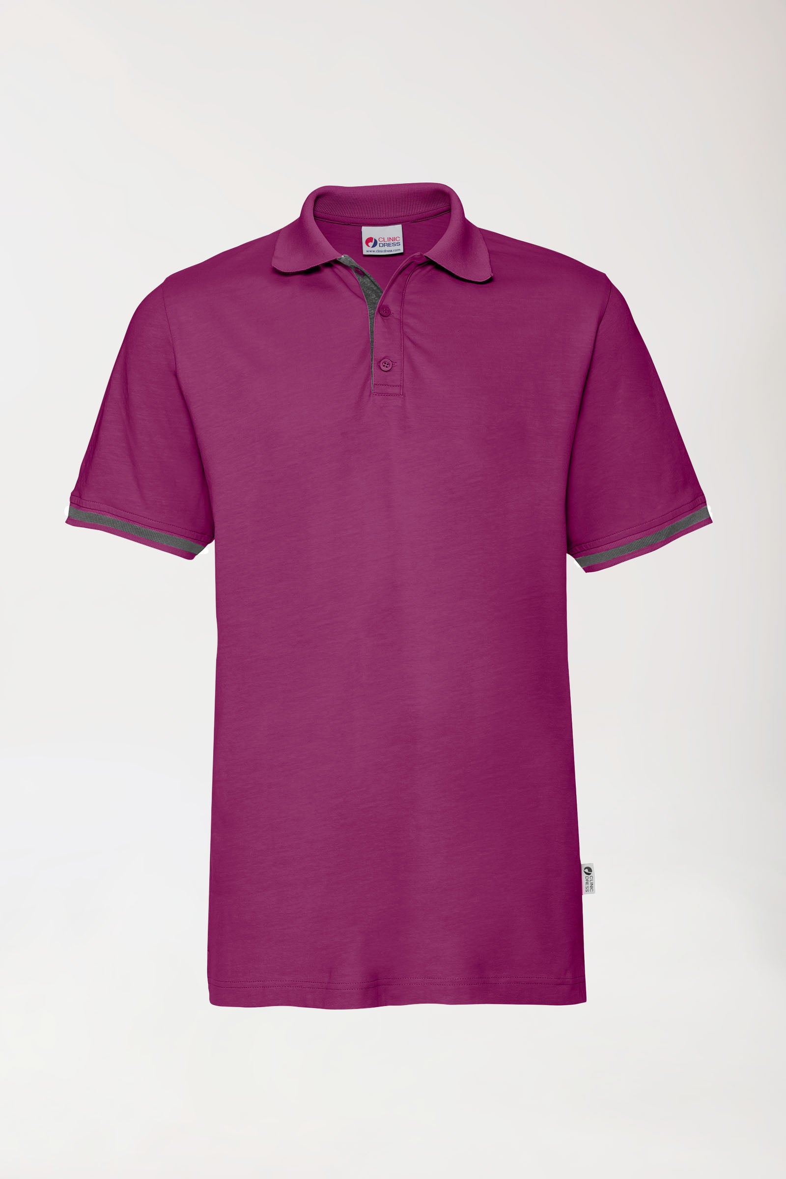 Stretch Shirt Herren - Polokragen berry/dunkelgrau melange, Vue de face 