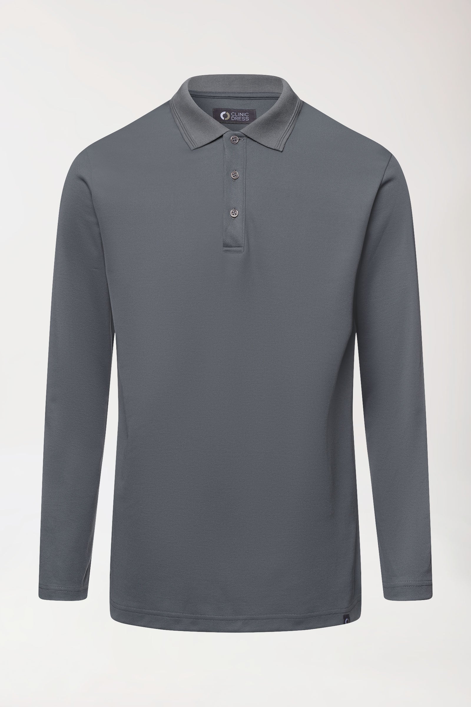 COMFY FLEX Stretch Longsleeve Herren - Polokragen steingrau, Vue de face 