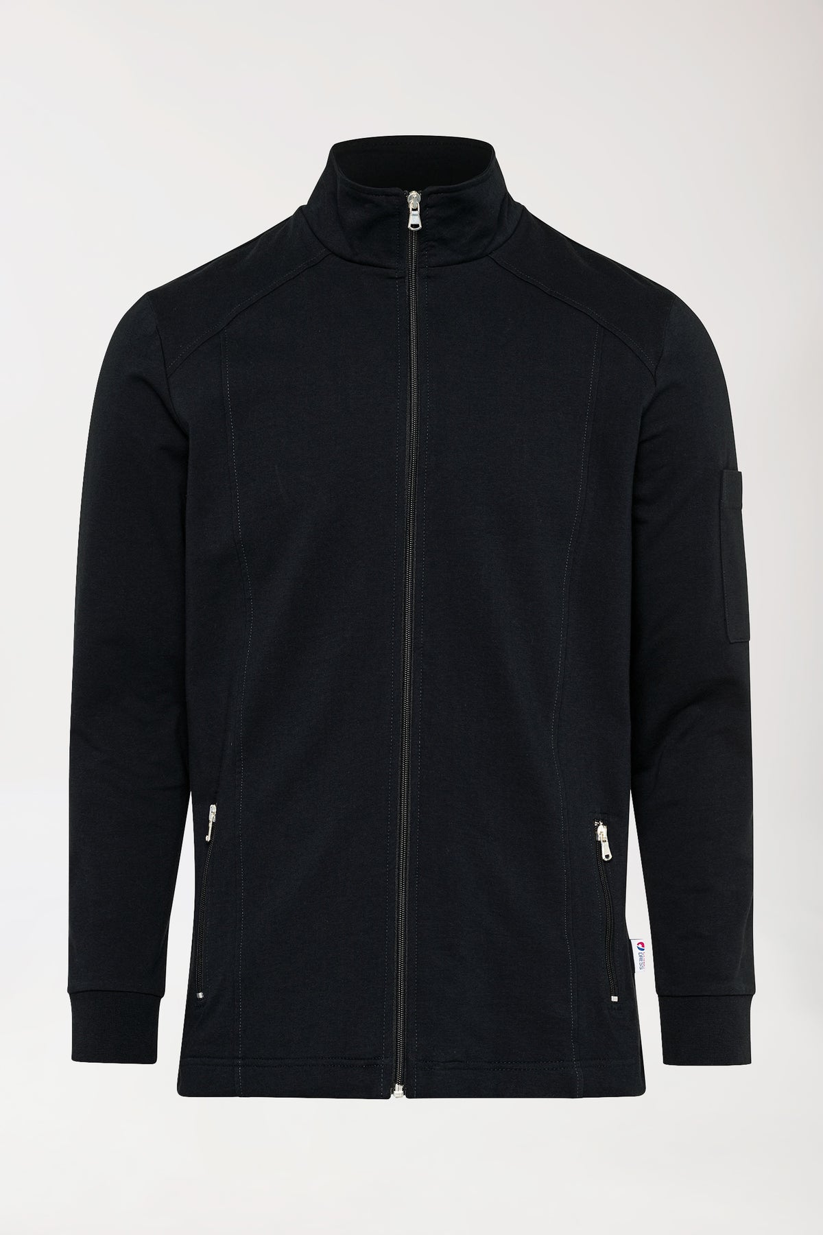 Sweatjacke Herren - Stehkragen schwarz, Vue de face 