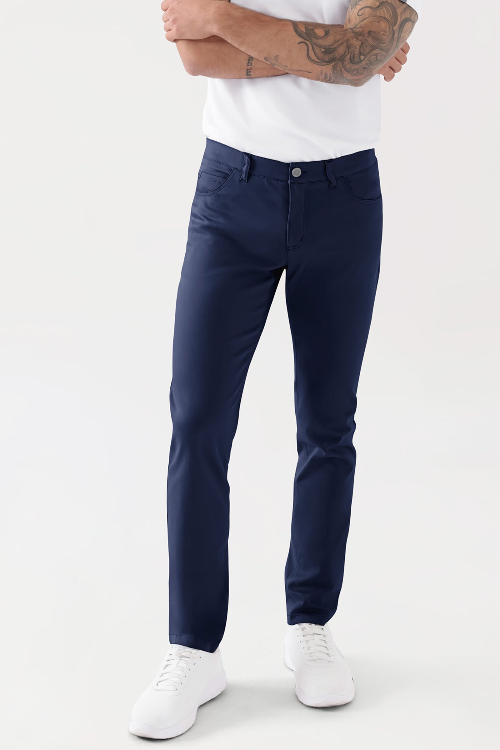 COMFY FLEX 5-Pocket Hose Herren - schlankes Bein navy, Vue de face 