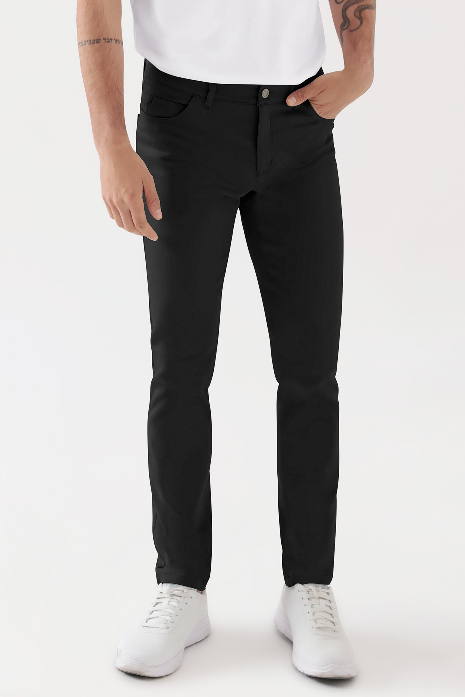 COMFY FLEX 5-Pocket Hose Herren - schlankes Bein schwarz, Vue de face 
