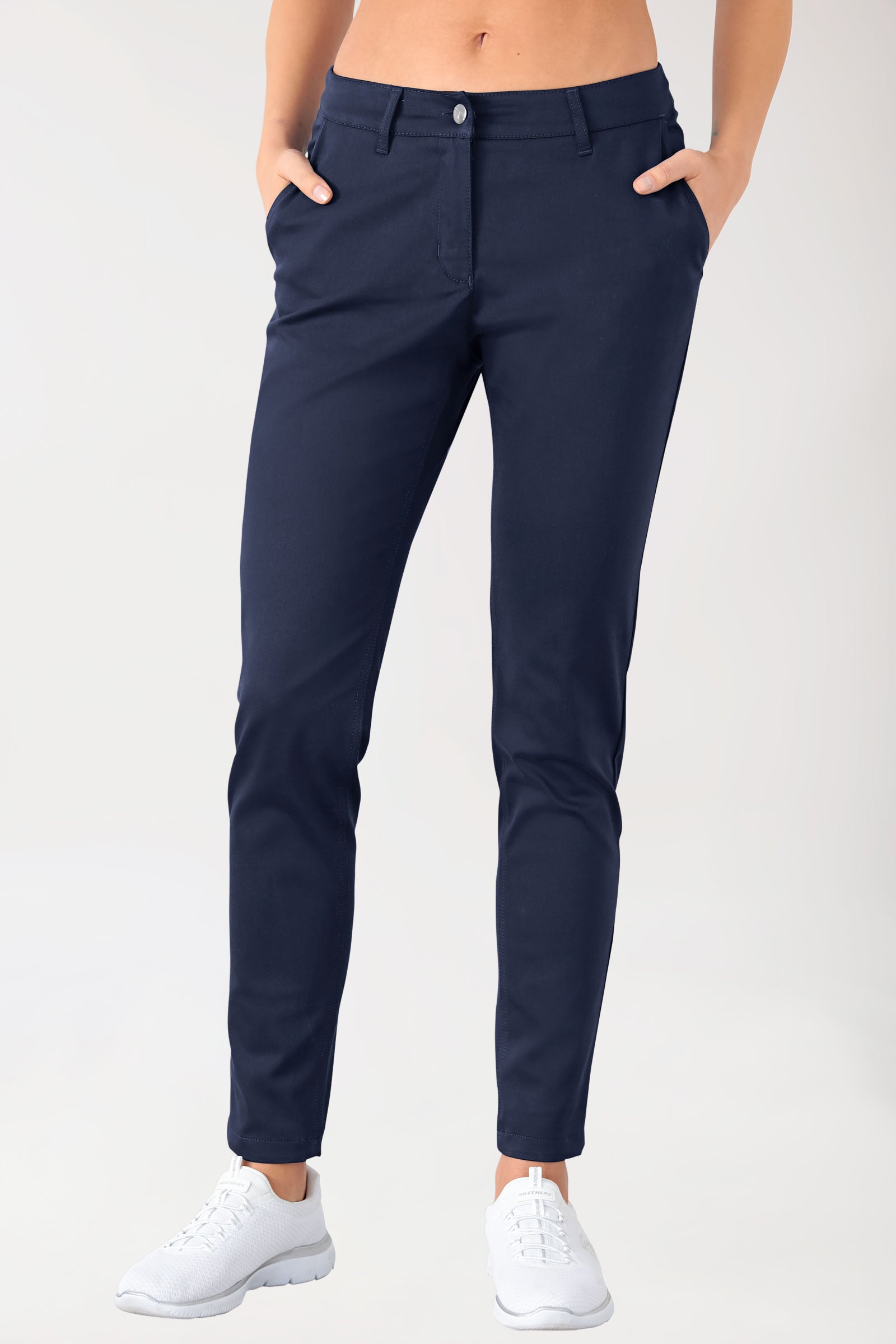 Pantalon Stretch Femme - Style Chino navy, Vorderansicht 