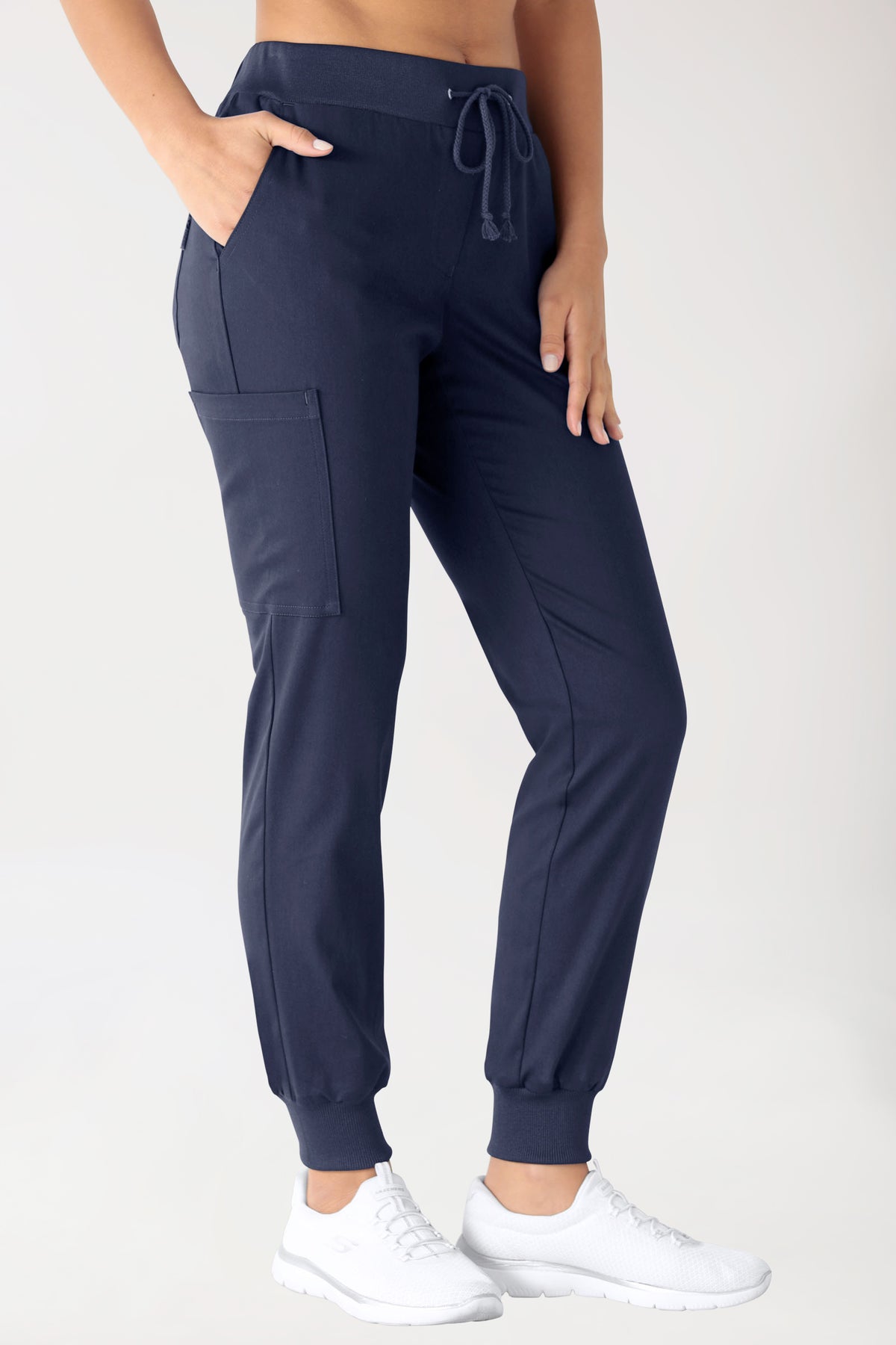 Stretch Hose Damen - Jogpants navy, Vue de face 