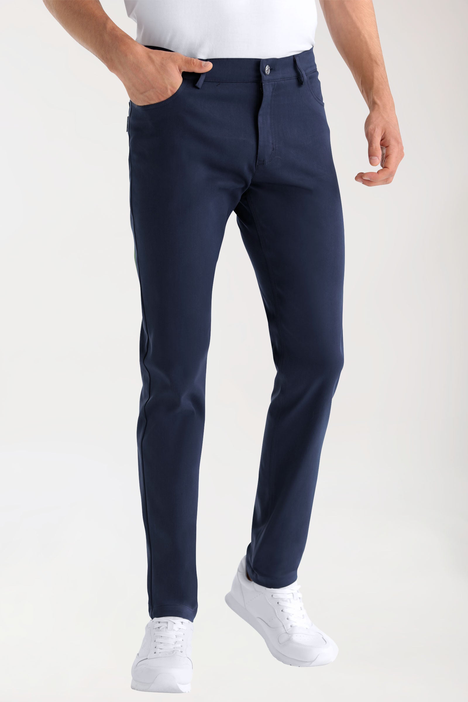 Stretch 5-Pocket Hose Herren - schlankes Bein navy, Vorderansicht 