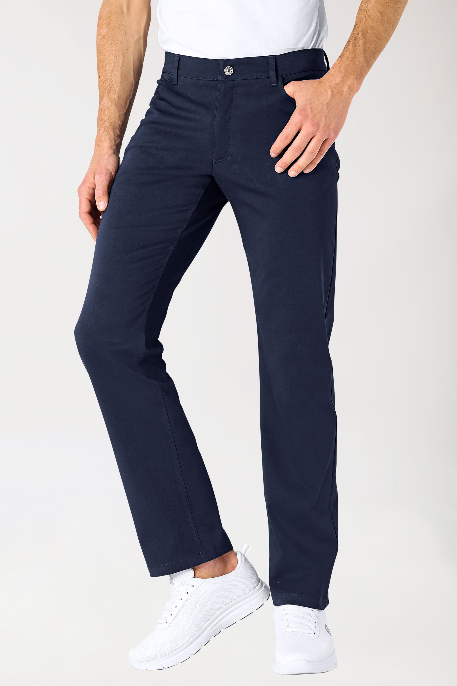 Stretch 5-Pocket Hose Herren - gerades Bein navy, Vue de face 
