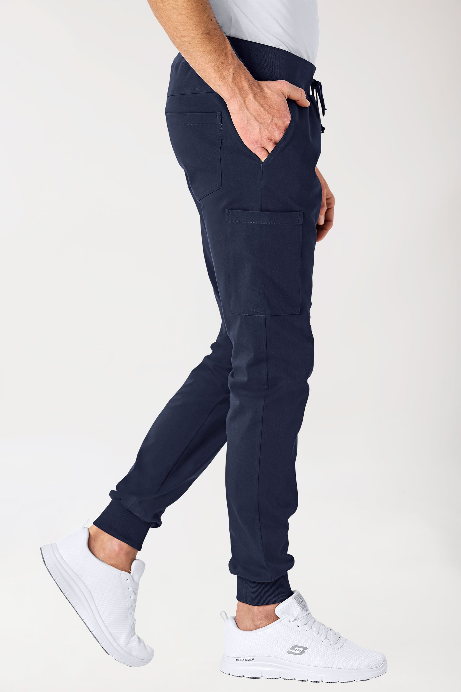 Stretch Hose Herren - Jogpants navy, Vue de face 