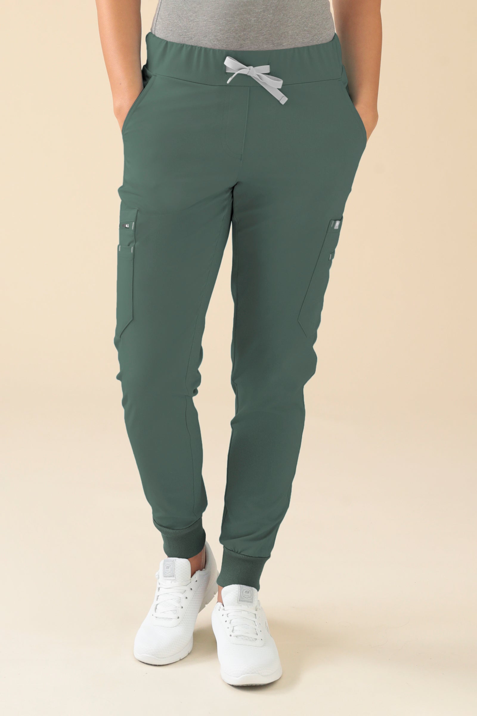 KAERE Hose Damen - Saumbündchen mit Beintaschen dunkelgrün, Vue de face 