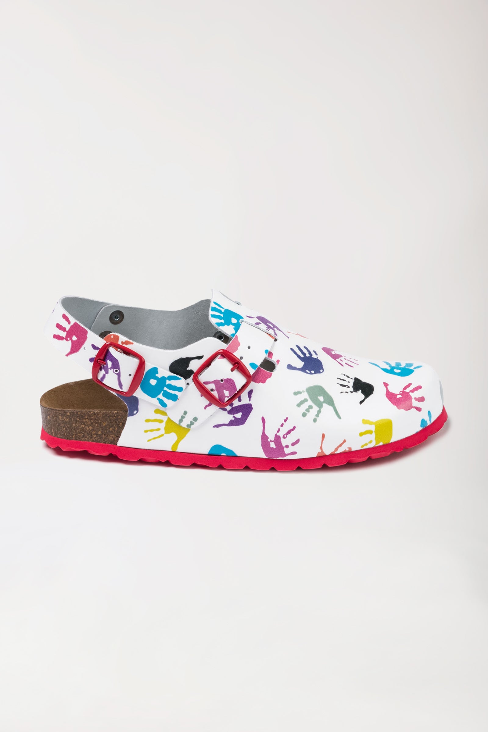 Damen Clog weiss/bunt, Vorderansicht 