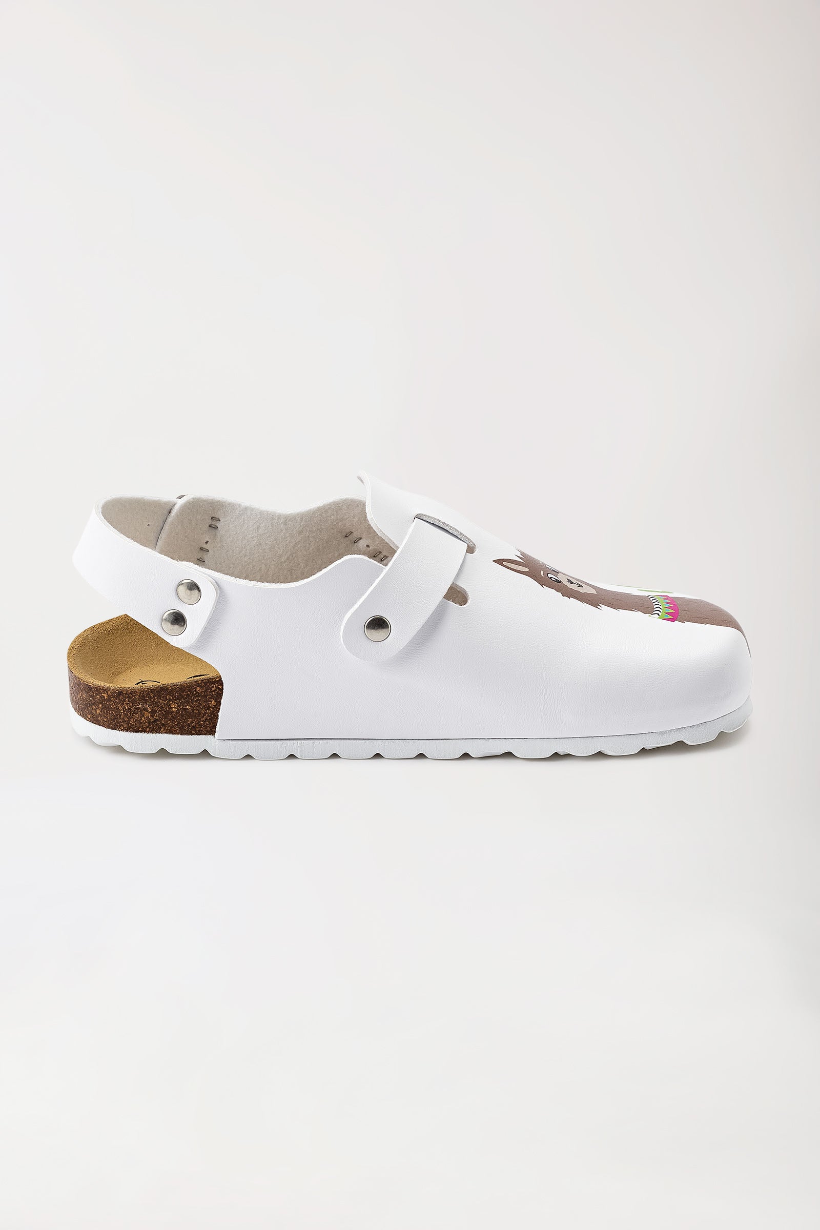 Damen Clog - Fersenriemen - Motivdruck - weiss/bunt, Vorderansicht 