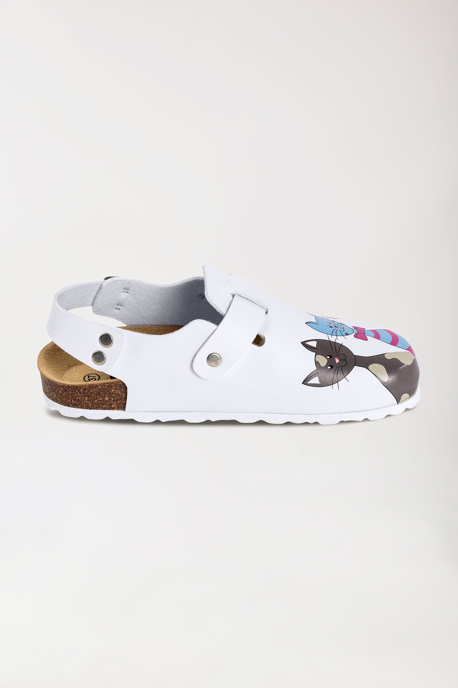 Damen Clog weiss/pfirsichrosa/blau, Vorderansicht 