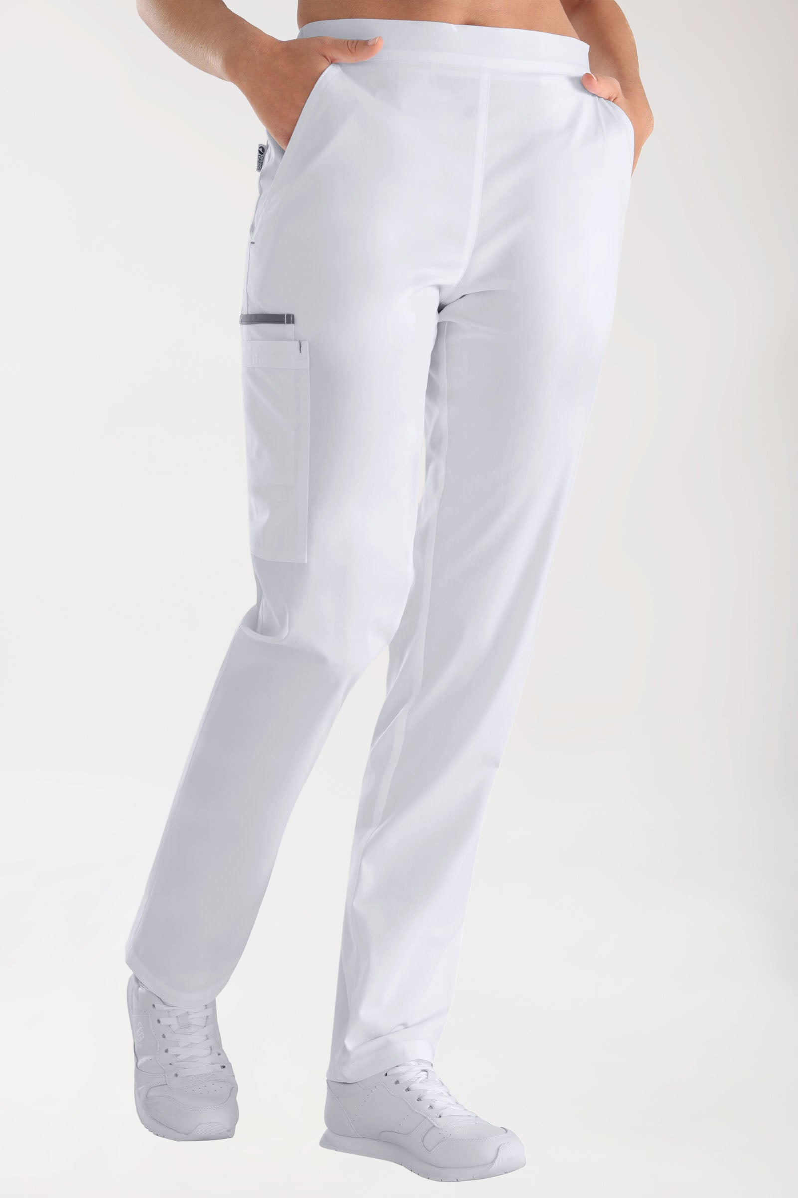 Hose Weiss mit Steingrau Unisex, Vorderansicht 